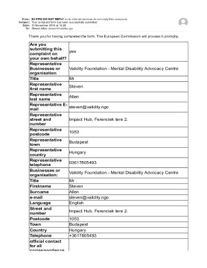 Fillable Online Your complaint form has been successfully submitted Fax ...