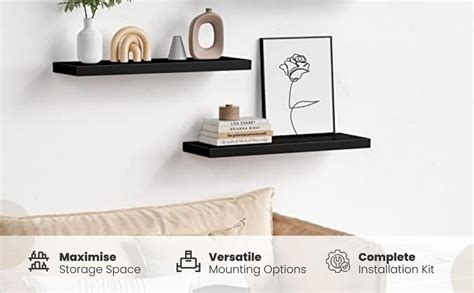 Floating Shelves, 17 Inch Wall Shelf Set of 3, Rustic Wood Shelves for ...