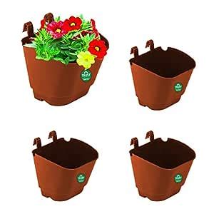 TrustBasket Set of 4 Vertical Gardening POTS/PLANTERS(Small) -Brown ...