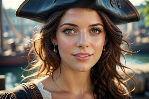 Woman in female pirate costume halloween fancy dress as ocean bandit ...