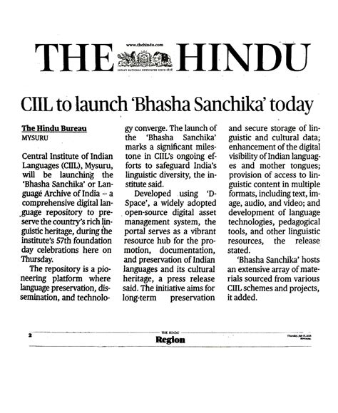 Newspaper Clippings | Official Website of Central Institute of Indian ...