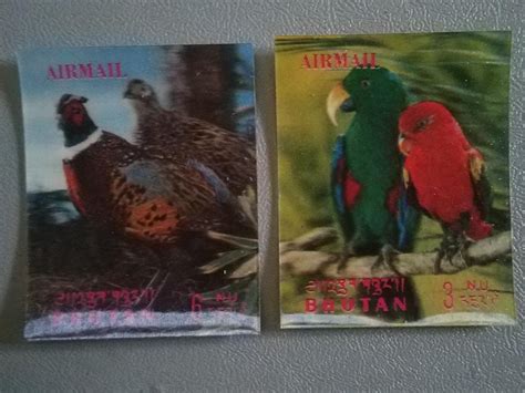 Bhutan-Two beautiful 3d stamps from Bhutan. Birds theme . – Bharat Exotics