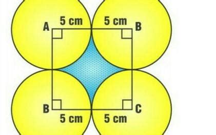 Four equal circle each of radius 5 cm touch each other as shown in ...