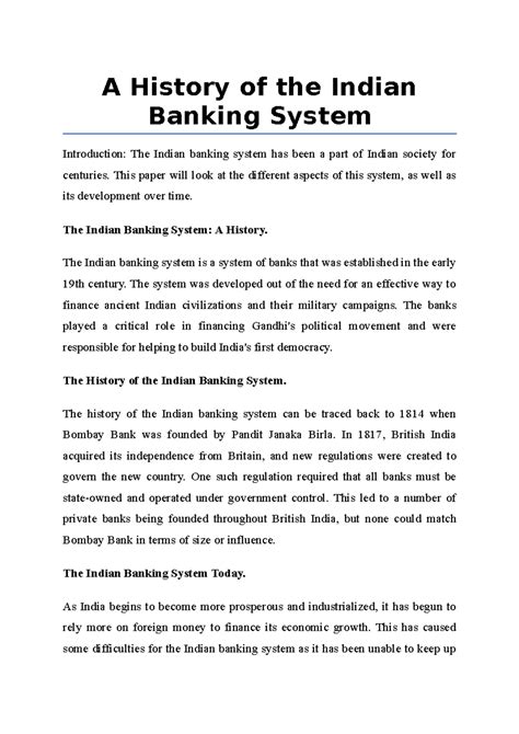 A History of the Indian Banking System - A History of the Indian ...