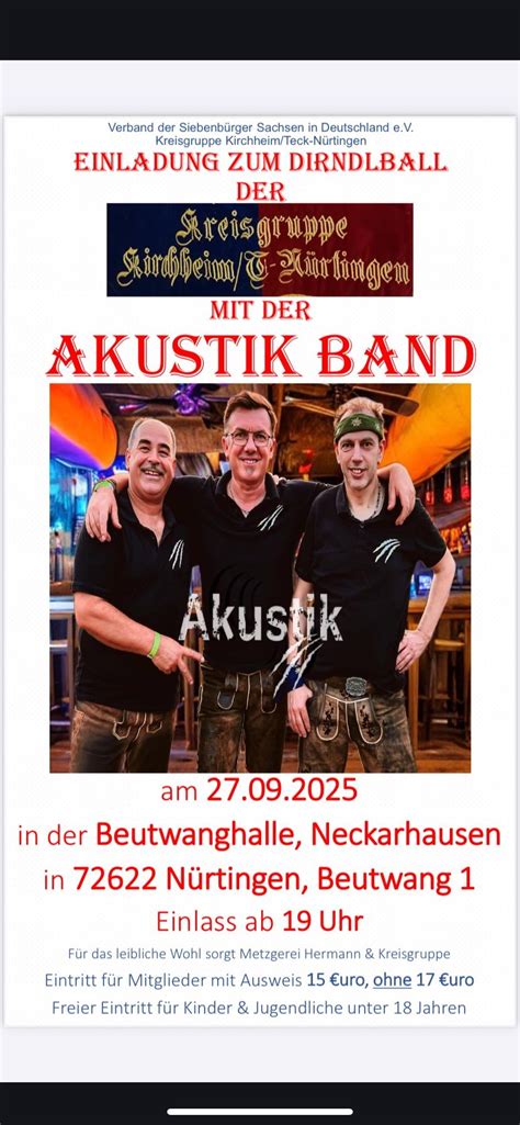Dirndlball 2025 mit der Akustik Band, Beutwanghalle, Esslingen, 27 ...