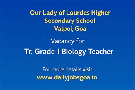 Biology Teacher Vacancy in Goa 2026 – Walk-in Interview for Tr. Grade-I ...