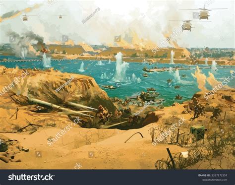 Egyptian Army Crossing Israeli Defense Line Stock Vector (Royalty Free ...