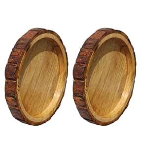 CRAFTCASTLE Beautiful Table Decor Round Shape Wooden Serving Tray ...