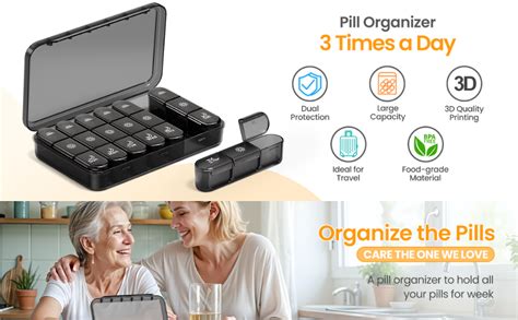 Tusmad Pill Box | Weekly Pill Organizer 3 Times a Day – 7 Day Pill Box ...