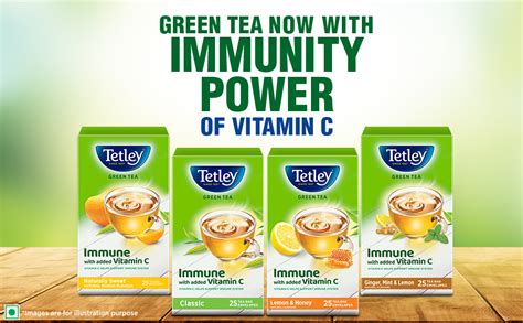 Tetley Green Tea Immune with added Vitamin C, Lemon and Honey, 100 Tea ...