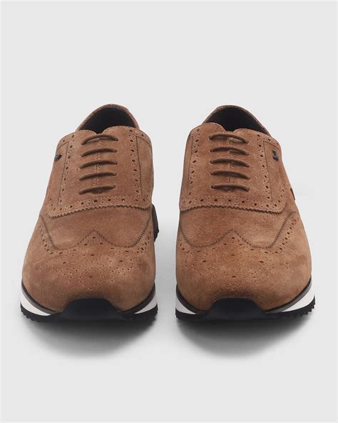 Leather Casual Brown Textured Sneakers - Poly