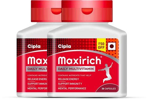 Cipla Maxirich Multivitamin Capsules with Nutrients, Antioxidants ...