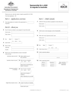Form 40CH Sponsorship For A Child To Migrate To Australia - Fill and ...