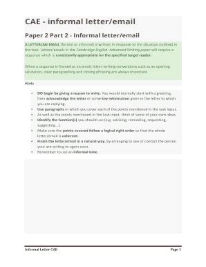 Cae Informal Letter - Fill and Sign Printable Template Online