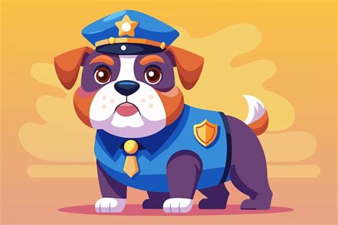 Um cão de desenho animado com um uniforme azul e um fundo amarelo ...