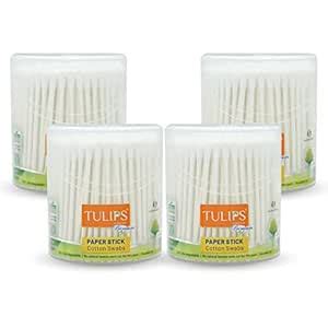 Buy TULIPS Premium Cotton Ear Buds/Swabs (Pack of 4) with White PAPER ...