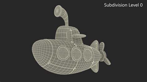 Submarine Cartoon Grey Rigged 3D model | 3D Molier International