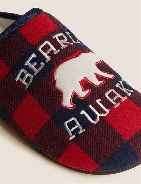 Buy Checked Mule Slippers at Marks & Spencer