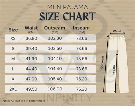 Customizable Printable Pajama Sizing Guide - DIY Canva Size Chart ...