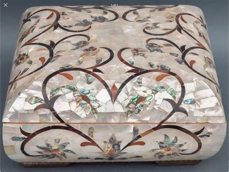 Spanish colonial antique mother of pearl casket with silver mounts ...