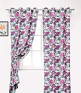 Buy Ultimate Trends Premium Polyester Floral Printed Grommet Curtains ...