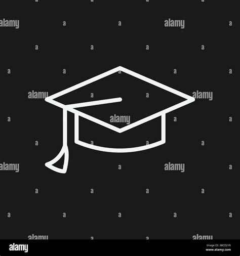 Graduation Cap Icon Vector Simple Outline Illustration of Academic ...
