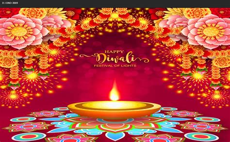 TENTINDIA Diwali with Colour Full Flower Design Backdrop Cloth for ...