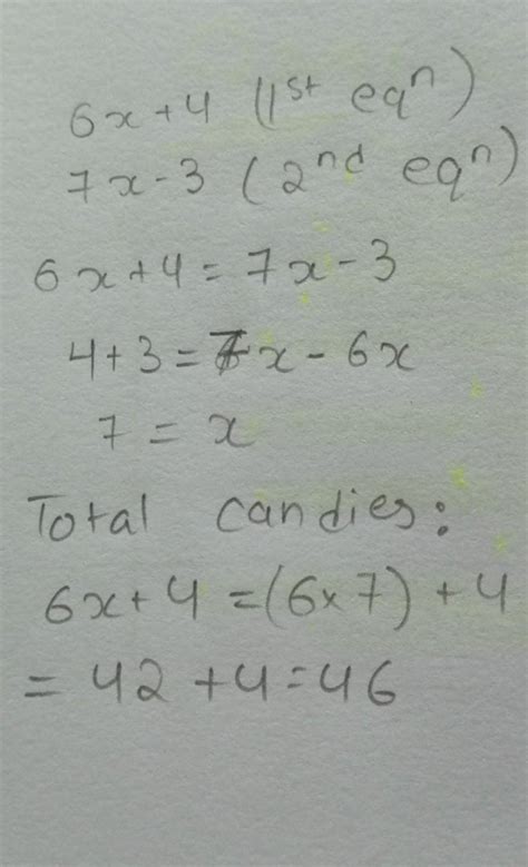 A teacher bought a pack of candies. The candies are going to evenly ...