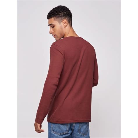 Buy The Souled Store Solids Waffle Carter Brown Henley T-shirts For ...