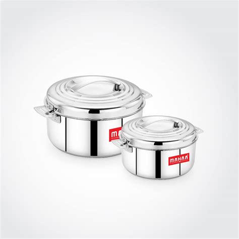 Mahaa Bluebell Serving Pot,Stainless Steel Casserole, Silver,Steel ...