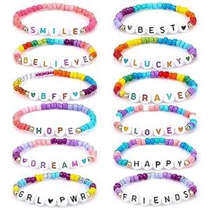 SANNIDHI® 12pcs Heishi Surfer Beads Bracelet for Girls Women, Colorful ...