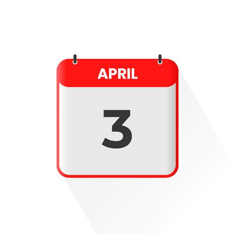 3rd April calendar icon. April 3 calendar Date Month icon vector ...