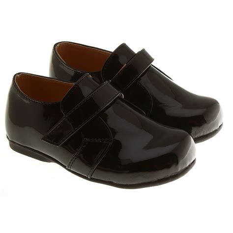 Infant Boys Smart Dress Shoes In Black With Velcro Fastening | Cachet Kids