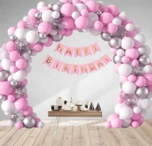 Bloomsevent Pink Happy Birthday Banner +Latex Party Balloons combo ...