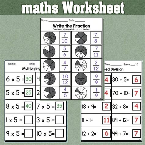 Lachilly Math Workbook Multiplication Division Fraction Exercises ...