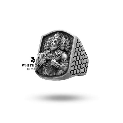 Panchmukhi Hanuman Protector 925 Silver Ring – White Lion Jewels