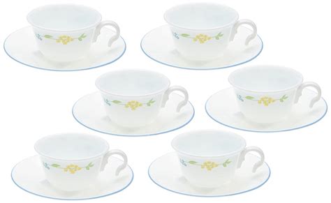 Buy Corelle Essential Secret Garden Round Cup and Saucer Set, 12-Pieces ...