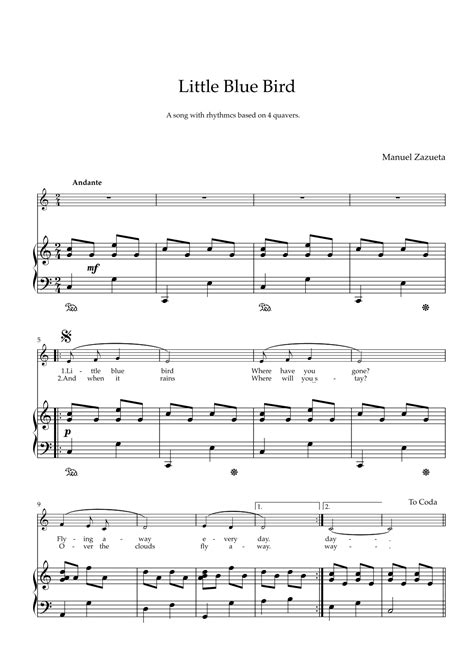 Little Blue Bird - C major von Manuel Zazueta Noten zum Klavier ...