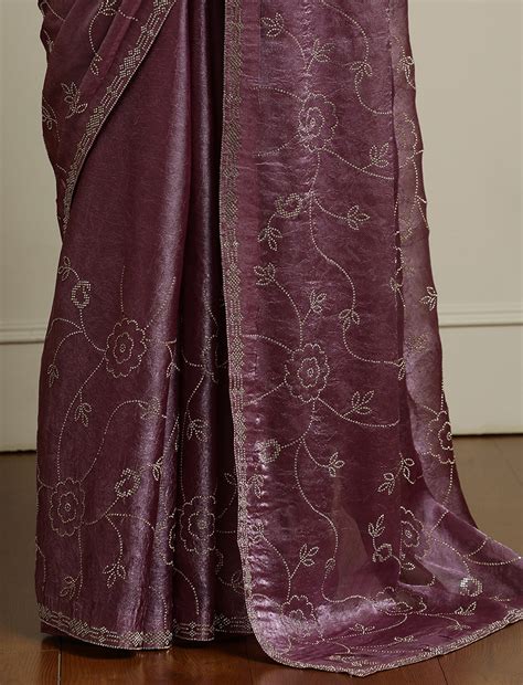 Embellished Saree With Unstitched Blouse in Pink – Sarha
