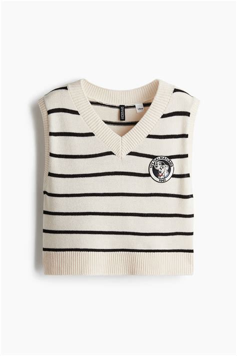 Appliquéd sweater vest - Cream/101 Dalmatians - Ladies | H&M IN