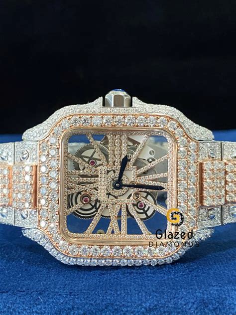 Cartier Skeleton Watch Iced Out - Diamond & Moissanite Watches – Glazed ...