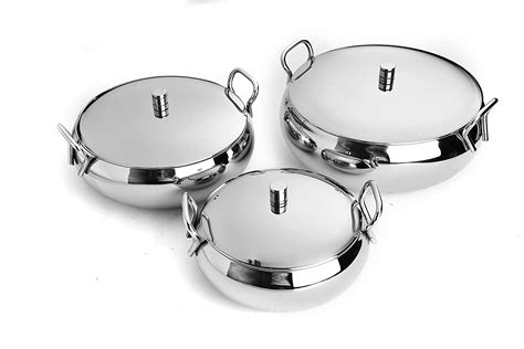 Buy Skitch Matte Finish Stainless Steel Serving Dish Bowl Set with Lid ...