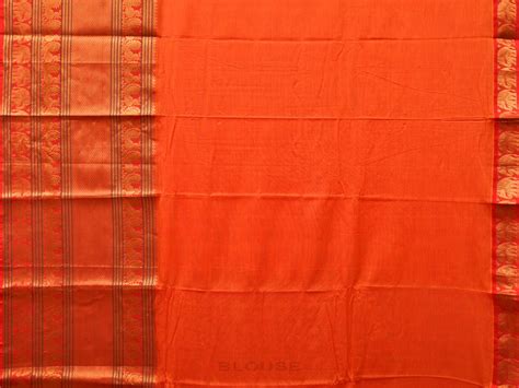 Orange Narayanpet Cotton Handloom Saree with One Side Big Zari Border ...