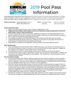 Fillable Online Pool passes go on sale March 1st at the Clauss ...