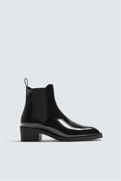 FAUX-PATENT CHELSEA BOOTS - Black | ZARA India