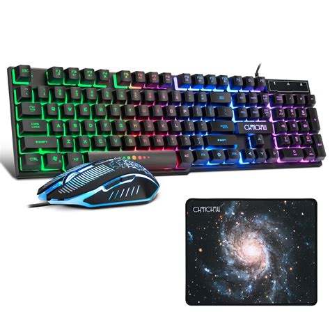 CHONCHOW Gaming LED Wired Keyboard and Mouse Combo with Emitting ...