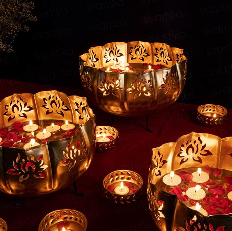 Svastika Flame Lotus Blossom Urli (Set of 10)