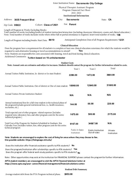 Fillable Online scc losrios PTA Program Financial Fact Sheet Fax Email ...