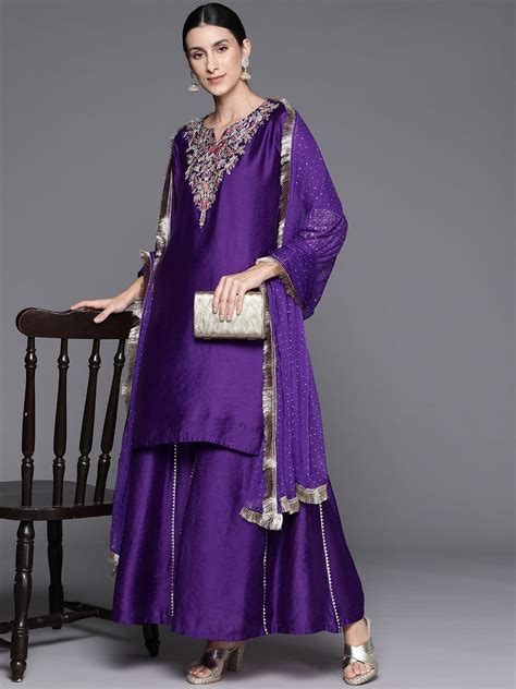 Floral Embroidered Straight Kurta Paired With Bottom And Dupatta