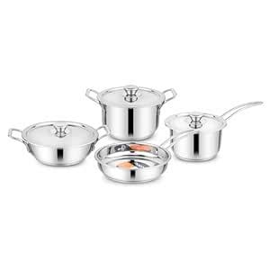 Buy Prabha Stainless Steel Tri-Ply Utensils Cookware Set - 7-Piece ...
